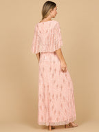 Beaded Gown with Cape Sleeves