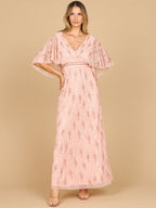 Beaded Gown with Cape Sleeves