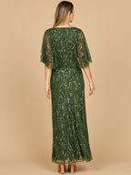Beaded Gown with Cape Sleeves