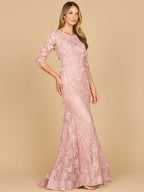 Short Sleeve Lace Mermaid Gown