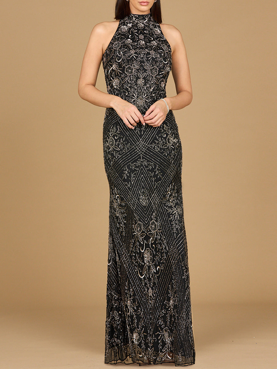 Halter Neck Beaded Dress