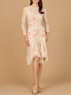Beaded Midi Dress with Asymmetrical Hem