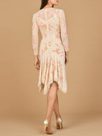 Beaded Midi Dress with Asymmetrical Hem