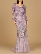Long Sleeve V-Neck Mermaid Gown