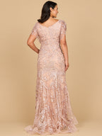 Cap Sleeve Mermaid V-neck Gown
