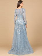 Long Sleeve Gown with Overskirt & High Neck