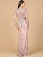 Mandarin V-Neck Gown with Long Sleeves