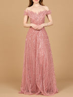 Off Shoulder Beaded Ballgown