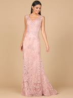 Overskirt Lace Fitted V-Neck Gown