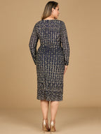 Beaded Midi Dress with Long Sleeves