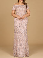 Off Shoulder Mermaid Gown with Short Sleeves