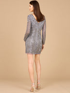 Long Sleeve V-Neck Cocktail Dress