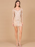 Long Sleeve Cocktail Dress with V-Neckline