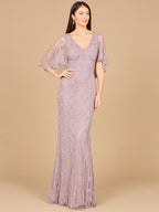 Cape Sleeve Mermaid Gown