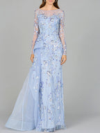 Asymmetrical Overlay Gown with Sleeves