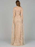 High Neck Gown with Long Cape Sleeves