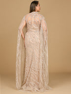 High Neck Gown with Long Cape Sleeves