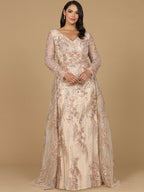 Lace Long Sleeve Gown with Overskirt