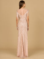Beaded Fringe Illusion Dress with Cap Sleeves
