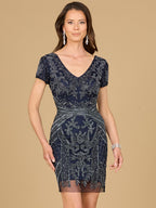 Cap Sleeve Beaded Cocktail Dress