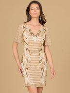 Beaded Short Sleeve Cocktail Dress