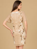 Beaded Short Sleeve Cocktail Dress