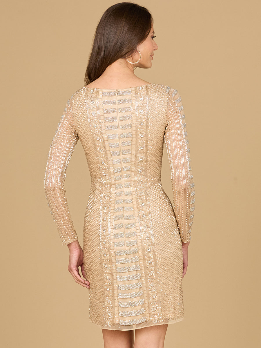Long Sleeve, High Neck Cocktail Dress