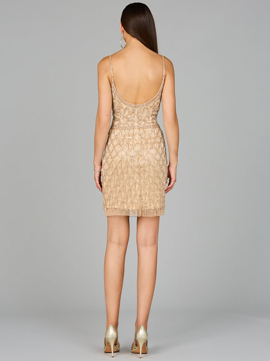 Spaghetti Strap Cocktail Dress with Fringes