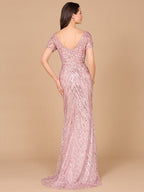 Short Sleeve, Beaded Mermaid Gown