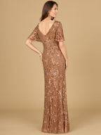 Beaded Gown With Cape Sleeves