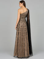 One Shoulder A-Line Gown