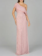 Off Shoulder Sheath Beaded Gown
