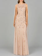 Mermaid Beaded Dress with Long Cape - OUTLET