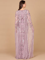 Beaded Sheath Dress with Long Cape