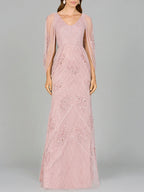 Beaded Cape Sleeve Dress