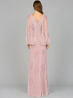 Beaded Cape Sleeve Dress