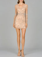 Long Sleeve V-Neck Cocktail Dress