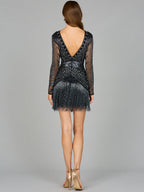 High Neck Cocktail Dress with Long Sleeves