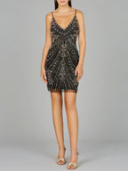 Embellished Cocktail Dress with V-Neckline
