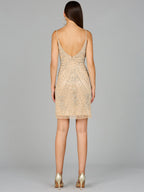 Embellished Cocktail Dress with V-Neckline