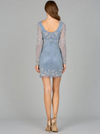 Long Sleeve Short Beaded Dress