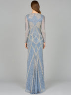 V Neck Beaded Long Sleeve Dress