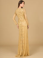 V Neck Beaded Long Sleeve Dress