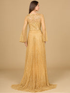 Beaded Long Dress with Flare Sleeves