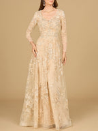 Lace Ballgown with Long Sleeves
