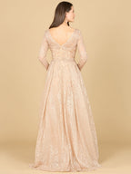 Long Sleeve, A-line Gown with a V-Neckline