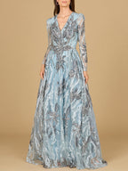 Long Sleeve V-Neck A-Line Gown