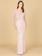 Long Sleeve Lace Fitted Gown