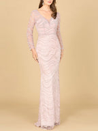 Long Sleeve Lace Fitted Gown