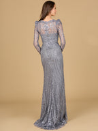 Long Sleeve Sheath Gown with Juliet Sleeves